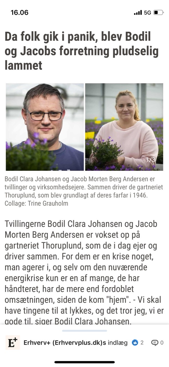 Fin Artikel I Erhvervplus Gartneriet Thouplund